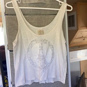 Peace sign lace crop tank